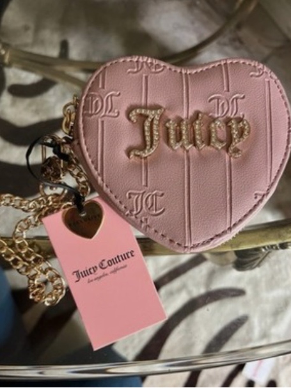 Juicy Couture Pink Heart Mini Bag with Gold Logo
